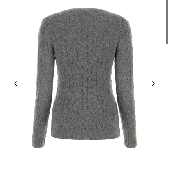 Polo Ralph Lauren cashmere wool v neck grey knit sweater top - Picture 2 of 7